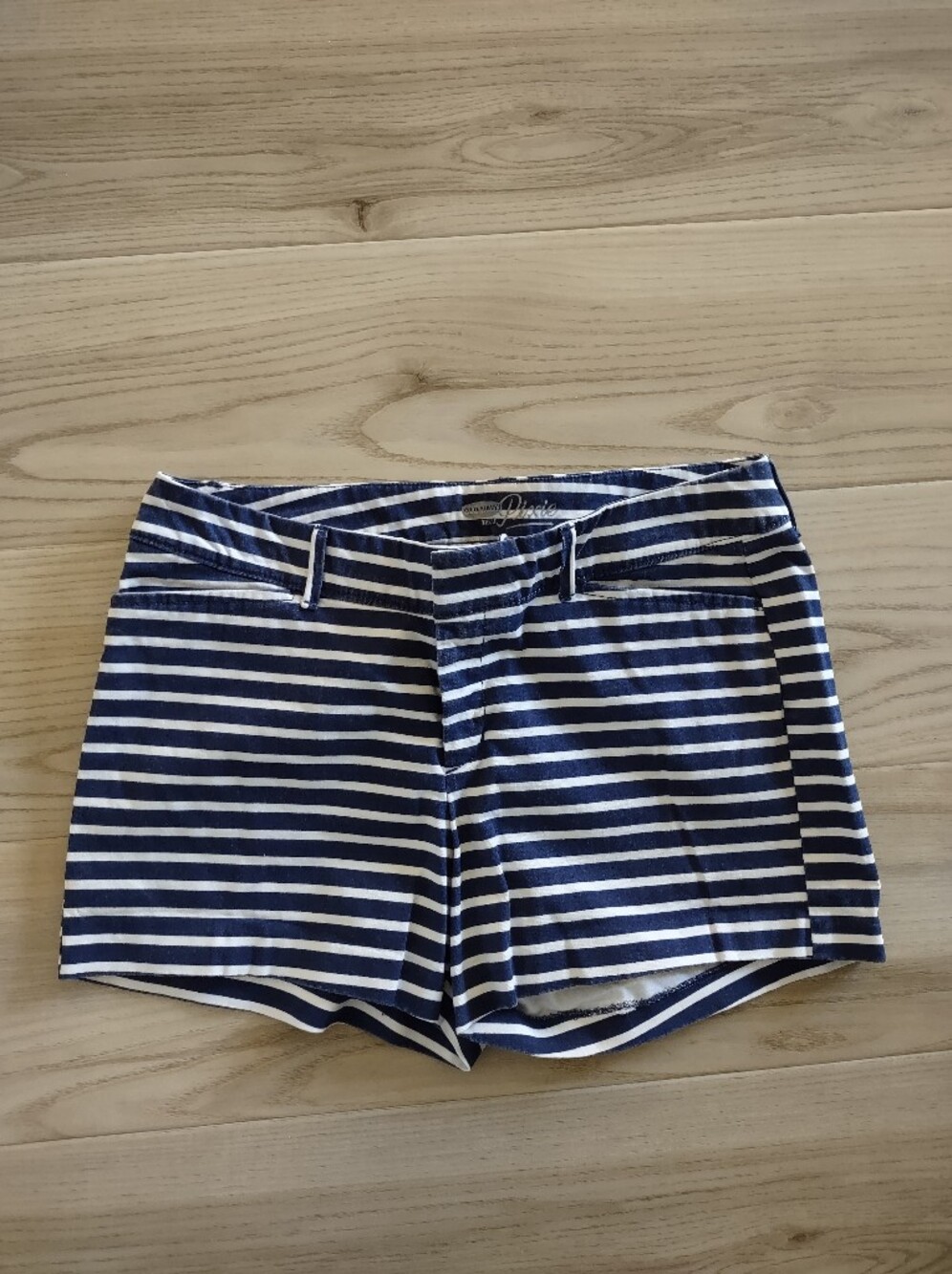 Old Navy Navy and White Striped Pixie Shorts